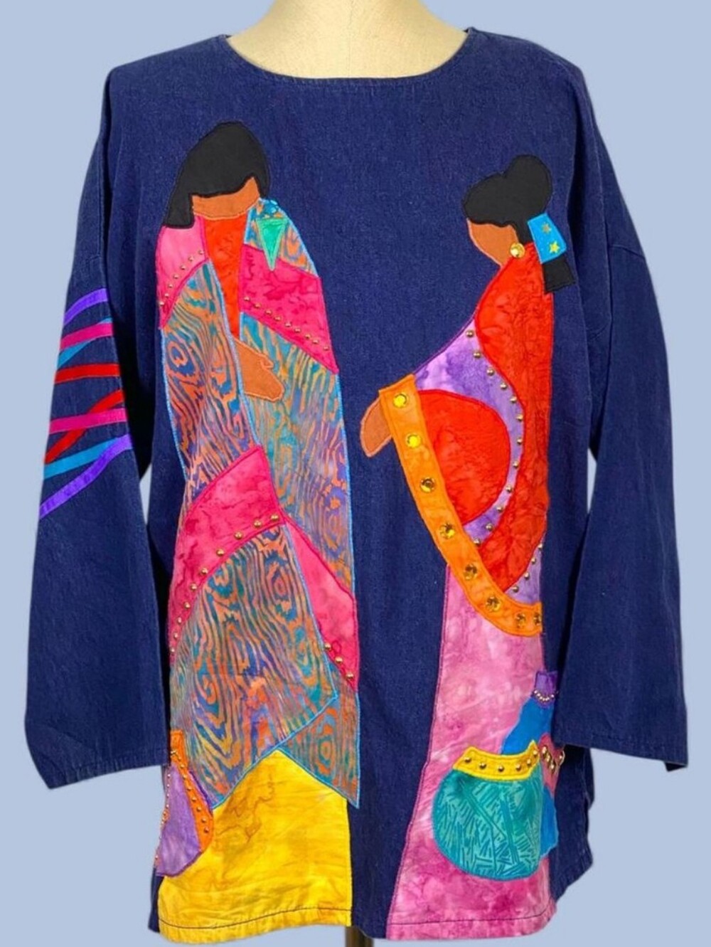 Vintage Alfredo's Wife Denim Top Art To Wear